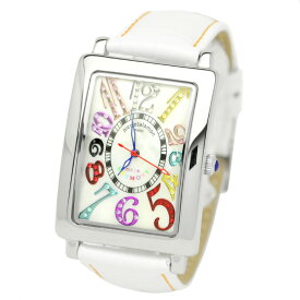 腕時計 メンズ レクタンギュラー カラフルインデックス ジルコニアウォッチ セイコームーブ ホワイト ピエールタラモン pierretalamon PT-9000H-1