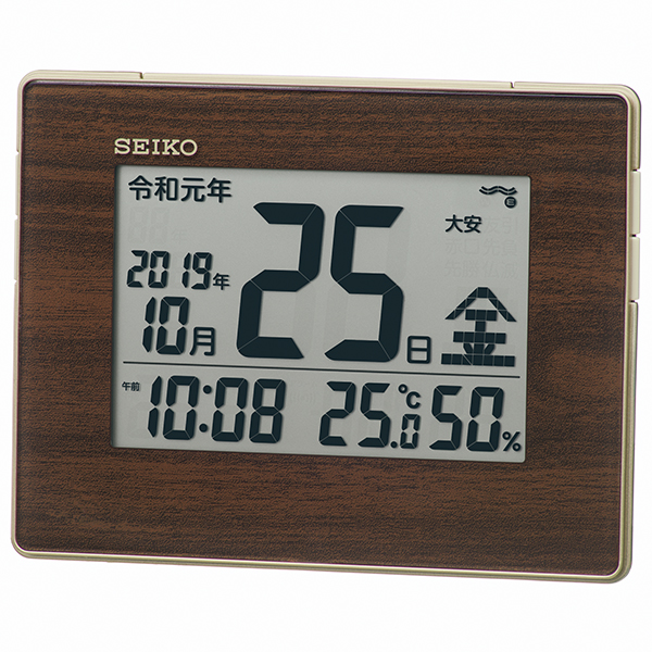 セイコー クロック 掛け時計 置き時計 兼用 衛星 電波 デジタル カレンダー 温度 湿度 表示 白 パール GP502W SEIKO