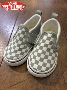 【VANS】ヴァンズ SLIP-ON V/ トドラー スリッポン V /california / カリフォルニア/クラシック/キャンパス/スケート/サーフ/surf/skate/定番/マジックテープ/チェッカーフラッグ/キッズ/子供/Grey|グレー