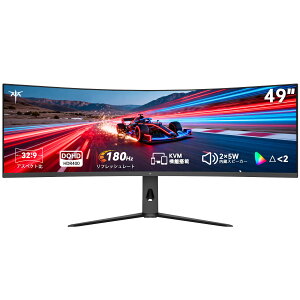 KTC 49�C���` �E���g�����C�h�p�ȃQ�[�~���O���j�^�[ H49S66�bDQHD 5120×1440 / 32:9 / 180Hz / HDR400 / USB Type-C 90W���d / HDMI2.1�EDP1.4 / KVM�X�C�b�`����/�X�s�[�J�[����/Adaptive-Sync�Ή�/���������E�`���g�E