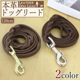1.2m 120cm 1.2cm 編組 レザー ドッグ リード 犬 散歩 革 本革 牛革 高品質 柔らかい 丈夫 ブルハイドレザー ブラウン シルバー ゴールド 金具 ヒモ 紐 革紐 皮紐 送料無料