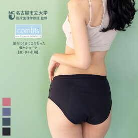 吸水ショーツ ＼コンフィッツ スタンダード／ サニタリーショーツ 夜用 ナイト用 吸水 吸収 送料無料 漏れにくい 軽失禁 尿漏れ 尿もれ 毎日はきたい 抗菌 防臭 肌にやさしい レディース ジュニア 大きいサイズ