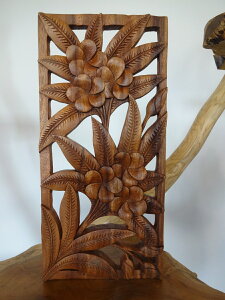 レリーフ 木製 木彫り ウッドレリーフ フラワー プルメリア アジアン雑貨 バリ雑貨 アジアンインテリア