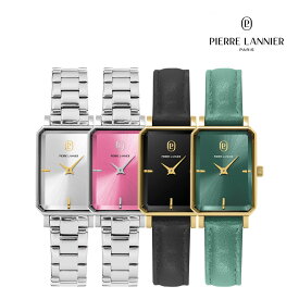 【アリアン カットガラス メタル 革ベルト 4色】送料無料 28mm×21mm Arian 女性 レディース 腕時計 スクエア 3気圧 ステンレススチール 牛革 クオーツ ピエールラニエ シルバー グリーン ピンク ブラック フランス製 日本総代理店 ブランド 時計 20代 30代 40代 50代 60代