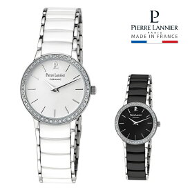 PierreLannier 腕時計 レディース ブランド セラミック 防水 シルバー 防水 文字盤 黒 ストーン 丸 おしゃれ かわいい ステンレス 高級感 記念日 誕生日 母の日 プレゼント お祝い 仕事 20代 30代 40代 50代 60代
