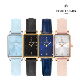 【アリアン 革ベルト 4色】送料無料 28mm×21mm Arian 女性 レディース 腕時計 スクエア 3気圧 ステンレススチール 牛革 クオーツ ピエールラニエ ピンク ネイビー ブラック ライトブルー フランス製 日本総代理店 ブランド 時計 20代 30代 40代 50代 60代