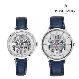 【クールバタン 自動巻き ペアウォッチ 】送料無料 33mm Coeur Battant 女性 男性 ペア 腕時計 スケルトン ラウンド 5気圧 3針 ステンレススチール トリコロール クオーツ メンズ レディース ピエールラニエ シルバー フランス製 ブランド 20代 30代 40代 50代 60代