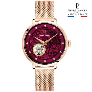 PierreLannier 腕時計 レディース ブランド 自動巻き Eolia 防水 37mm 金属ベルト スケルトン シルバー 機械式腕時計 フランス おしゃれ かわいい プレゼント ギフト お祝い 仕事 20代 30代 40代 50代 60