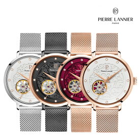 【エオリア オートマ メッシュ 4色】送料無料 37mm Eolia 女性 レディース 腕時計 ラウンド 3気圧 3針 ステンレススチール 自動巻き 機械式 ピエールラニエ ピンクゴールド シルバー ブラック フランボワーズ フランス製 ブランド 時計 20代 30代 40代 50代 60代