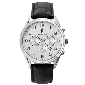 PierreLannier 腕時計 メンズ ブランド クロノグラフ 44mm 防水 アラビア数字 おしゃれ かっこいい 革ベルト 日付 カレンダー 誕生日 プレゼント ビジネス 仕事 20代 30代 40代 50代 60代