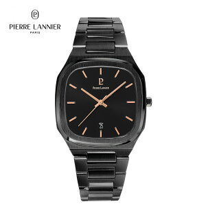 PierreLannier 腕時計 メンズ ブランド CONTRASTE 40mm 防水 スクエア 黒文字盤 日付 カレンダー ブラック 金属ベルト メタルベルト おしゃれ かっこいい 記念日 誕生日 プレゼント 20代 30代 40代 50代 6