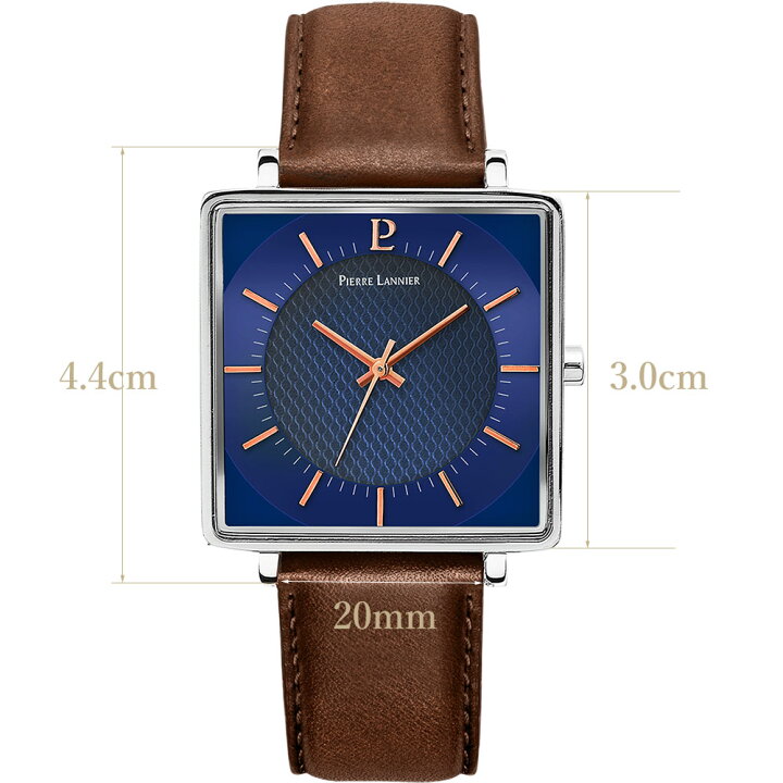 楽天市場 腕時計 メンズ ブランド スクエア 文字盤 青 かっこいい 革ベルト 防水 おしゃれ アナログ ピエールラニエ レカレコレクション レザーベルト ウォッチ ネイビー 正方形 3気圧ベルト 秒針 ペアウォッチ おすすめ 誕生日 プレゼント お祝い 代 30代 40代 50代