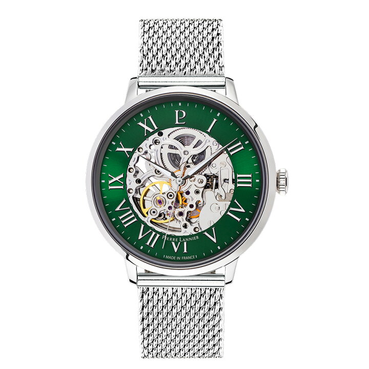 楽天市場】自動巻き 防水 42mm 革ベルト 金属 ベルト メタル 文字盤 緑 