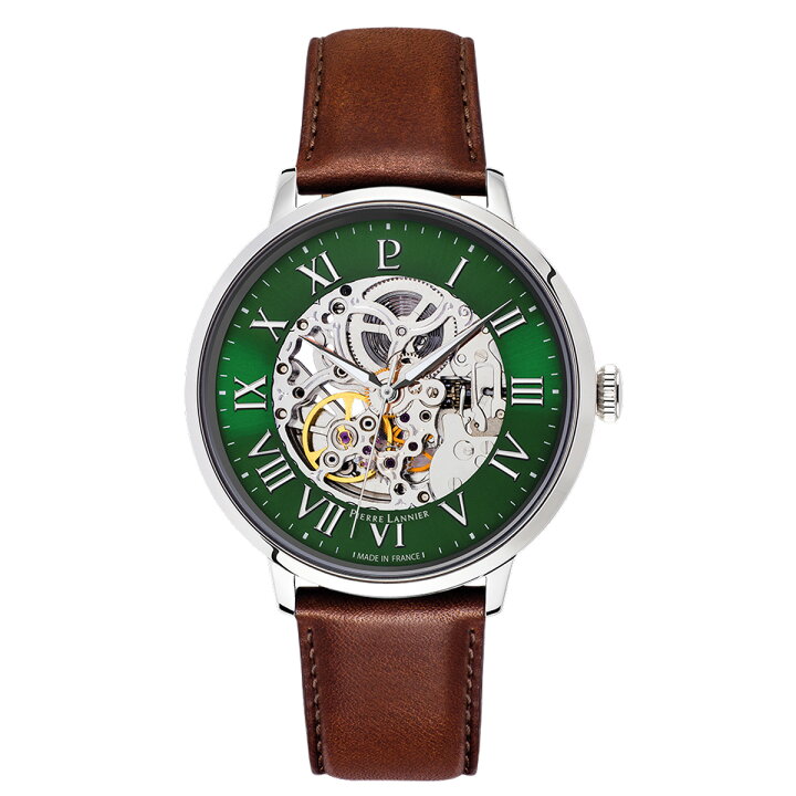 楽天市場】自動巻き 防水 42mm 革ベルト 金属 ベルト メタル 文字盤 緑 