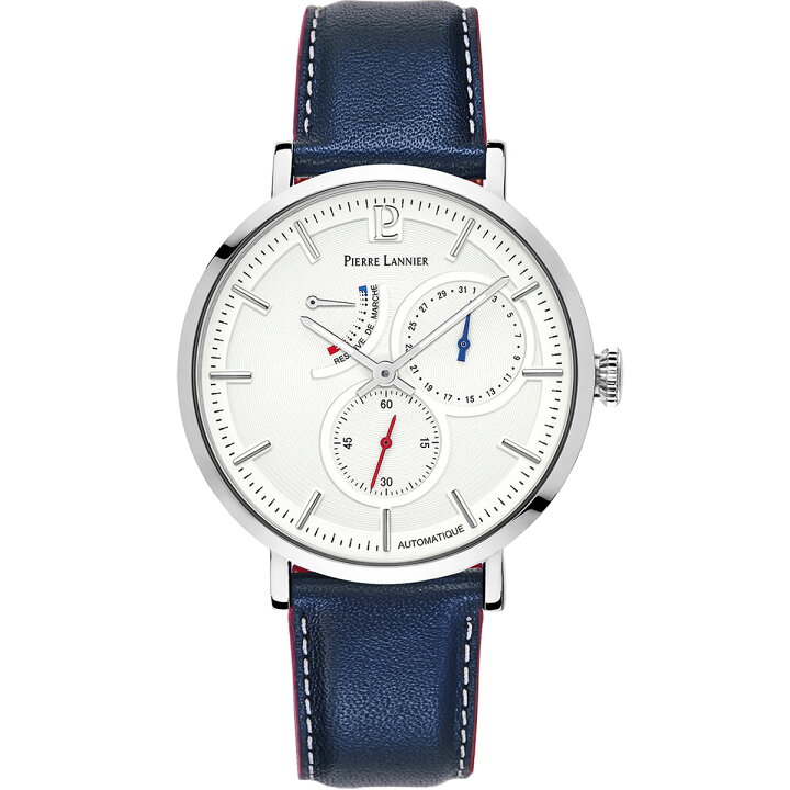 楽天市場】自動巻き 防水 43mm 腕時計 革ベルト トリコロール 青文字盤 