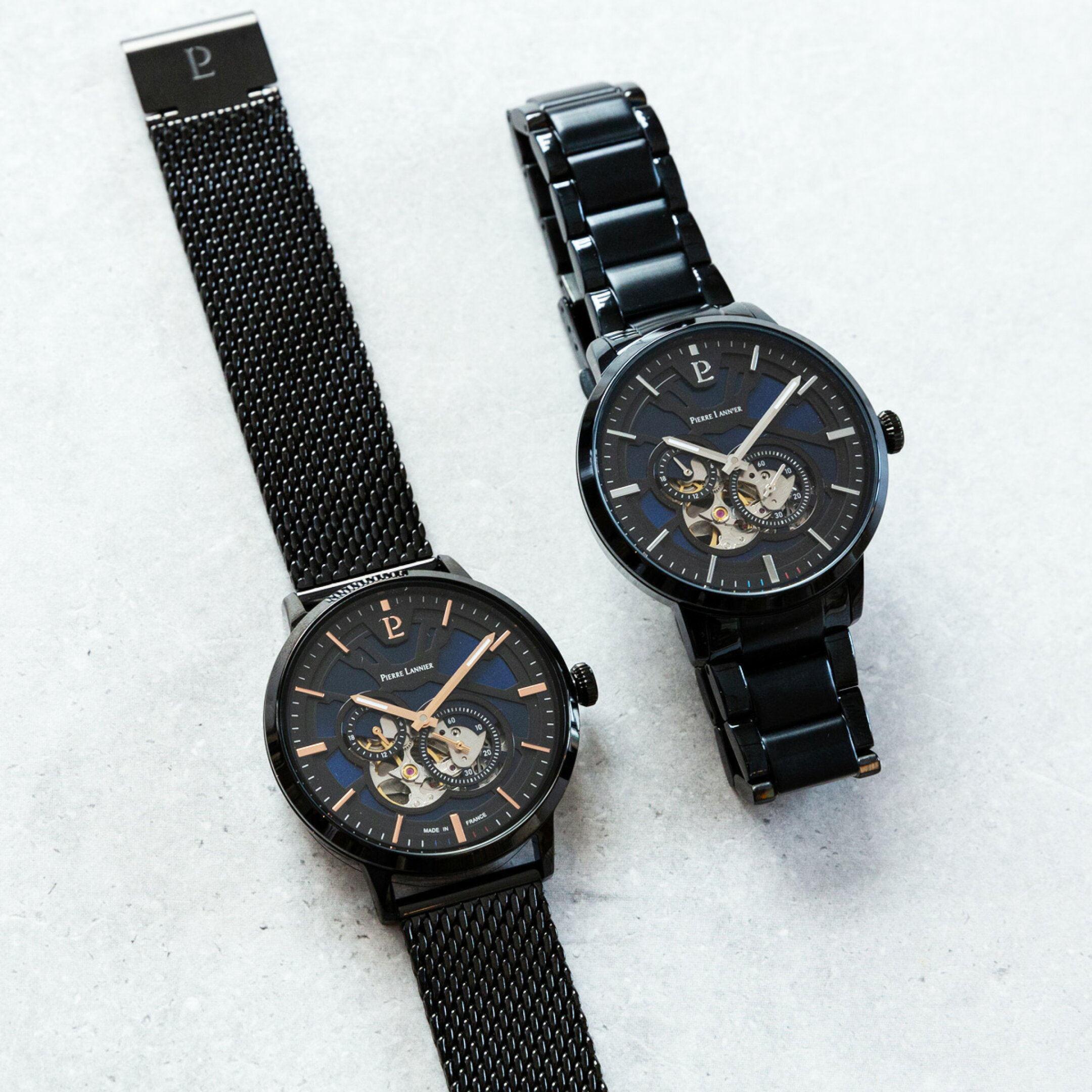 メンズ 自動巻き スケルトン ネイビー