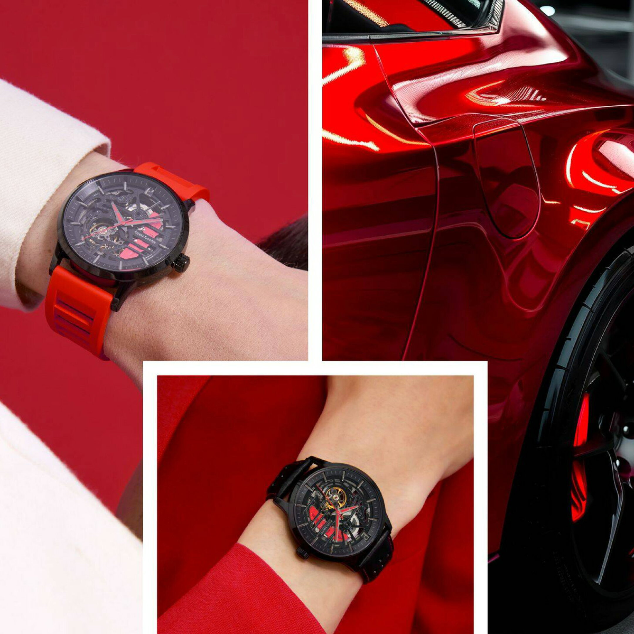 パドック メンズ 自動巻き レッド