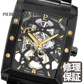 【 ヘクター メタル 革ベルト 】送料無料 51mm×36mm HECTOR 男性 メンズ 腕時計 スクエア 5気圧 3針 ステンレススチール 牛革 自動巻き 機械式 ピエールラニエ ブラック フランス製 日本総代理店 時計 ブランド 20代 30代 40代 50代 60代