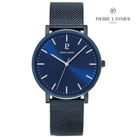【エッセンシャル メッシュ 】送料無料 41mm Essential 男性 メンズ 腕時計 5気圧 3針 ステンレススチール クオーツ ピエールラニエ ネイビー フランス製 日本総代理店 見やすい 秒針 仕事 20代 30代 40代 50代 60代