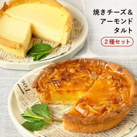 焼きチーズ＆アーモンドタルト 2種セット 13cm 4〜5号 / バレンタイン ホワイトデー 洋菓子 お取り寄せ スイーツ / 景品 イベント 業務用 ギフト 誕生日 母の日 父の日 敬老の日 内祝い【冷凍便】