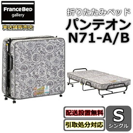 フランスベッド 折りたたみベッドパンテオン N71-A【搬入開梱設置無料】シングルサイズ 山折りタイプ簡単操作 簡易ベッド 折りたたみマットレス