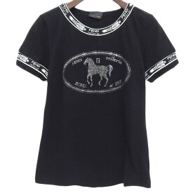 FENDI フェンディ コットンTシャツ selleria ブラック サイズ40【中古】【AA507】