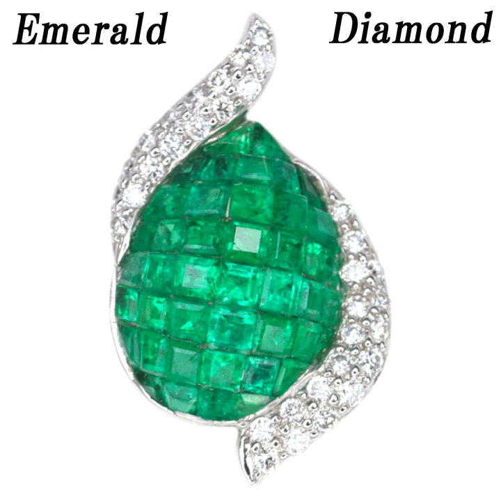 楽天市場】K18WG ペンダントトップ エメラルド ダイヤモンド  