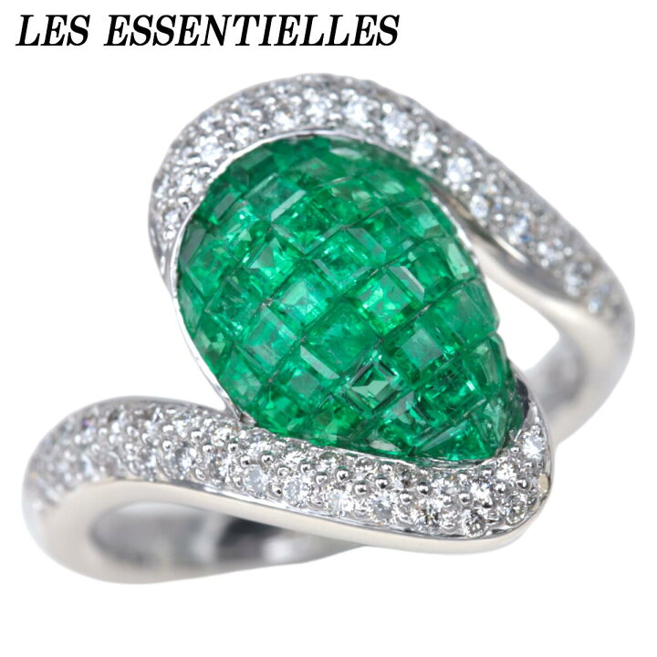 楽天市場】レ・エッセンシャル K18WG リング エメラルド ダイヤモンド  