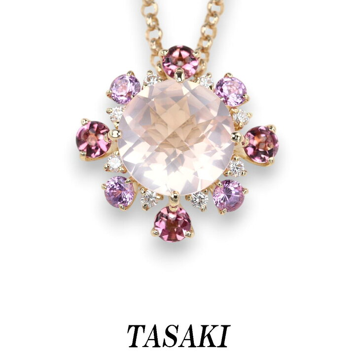 楽天市場】タサキ ローズクォーツ ネックレス D0.13ct K18 