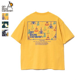 (5%OFFクーポン対象) go slow caravan / USA/C スクエアLOGOバックプリントゆったりTEE (321913B) (ゴースローキャラバン) (ユニセックス) (2024春夏) (ネコポス配送)