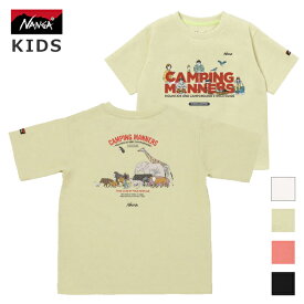 (5%OFFクーポン対象) NANGA ナンガ / ECO HYBRID CAMPING MANNERS WILD ANIMALS KIDS TEE / エコハイブリッド キャンピングマナー ワイルドアニマル キッズティー (NW2411-1S705) (キッズ) (2024春夏) (ネコポス配送)