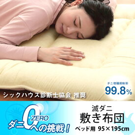寝具 清潔 快適 敷き布団 ダニ増殖抑制 日本製 無地 シンプル シングル ベッド用 約95×195cm