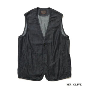 �ynew item�zMR.OLIVE �~�X�^�[�I���[�u favorite_border �f�j���x�X�g �X�[�p�[���C�g �f�j�� RINSE WASH 6oz SUPER LIGHT DENIM /ONE BUTTON VEST