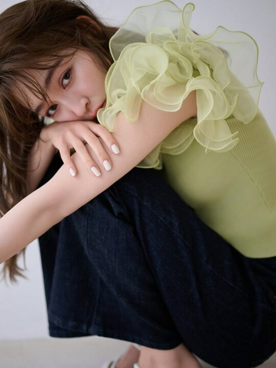 楽天市場】【SALE／50%OFF】オーガンジーフリルスリーブニット FRAY 