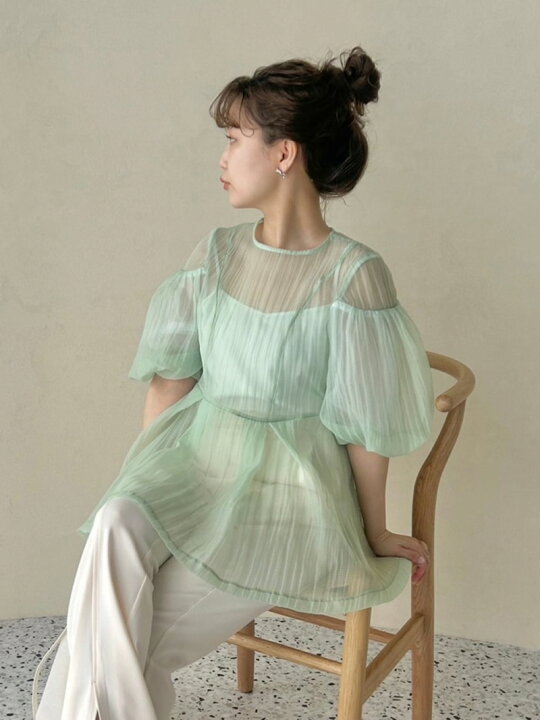 楽天市場】【SALE／30%OFF】ドロップショルダーシアーパフスリーブ 