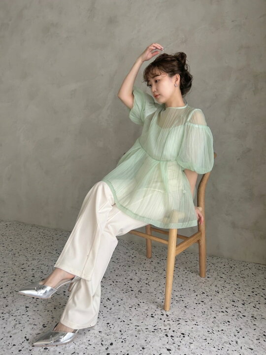 楽天市場】【SALE／30%OFF】ドロップショルダーシアーパフスリーブ  