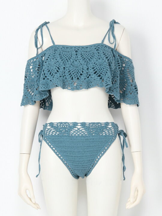 楽天市場 Rakuten Fashion Sale 40 Off クロシェオフショルビキニ Fray I D フレイ アイディー スポーツ 水着 水着 ブルー ブラック Rba E 送料無料 Fray I D フレイアイディー