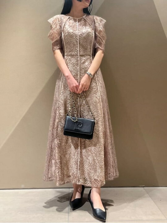 FRAY I.Dフレイ アイディー リーフレースパイピングドレス 