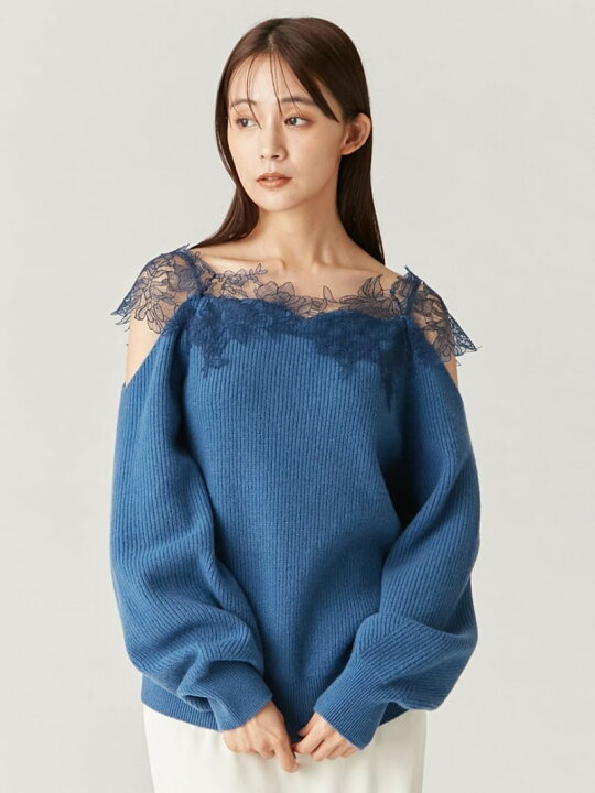 楽天市場】【SALE／50%OFF】レースオフショルダーカッティングニット  