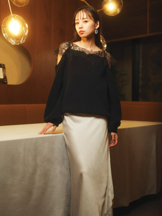 楽天市場】【SALE／50%OFF】レースオフショルダーカッティングニット  