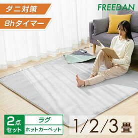 ★20%OFFクーポン_マラソン期間限定★ホットカーペット ラグ付 ラグセット 本体 ＋ ラグ 1畳 正方形 / 2畳 /3畳 カバーセット 電気カーペット フランネル ラグ 足元暖房 温度調整 ダニ 退治 コンパクト収納 タイマー付 暖房面切替 1年保証 フリーダム
