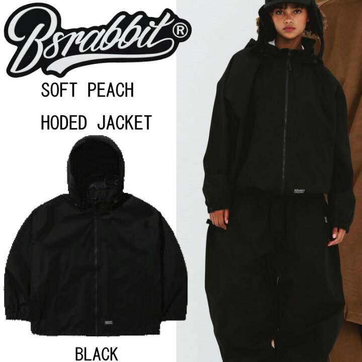 楽天市場】BSRABBIT ビエスラビット SOFT PEACH HOODED JACKET BLACK  