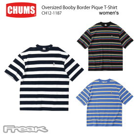 CHUMS チャムス レディース Tシャツ CH12-1187＜Oversized Booby Border Pique T-Shirt オーバーサイズドブービーボーダーピケTシャツ＞※取り寄せ品