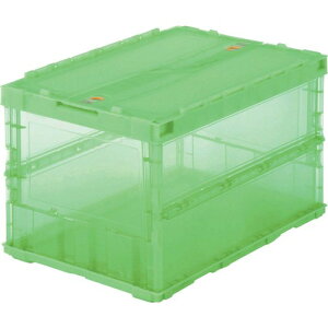 トラスコ中山(TRUSCO) 薄型折りたたみコンテナスケル 50Lロックフタ付 緑 TSK-C50B-GN 収納ケース 収納ボックス