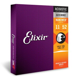 Elixir GNT[ AR[XeBbNM^[ NANOWEB 80/20uY Custom Light .011-.052 #11027 Ki