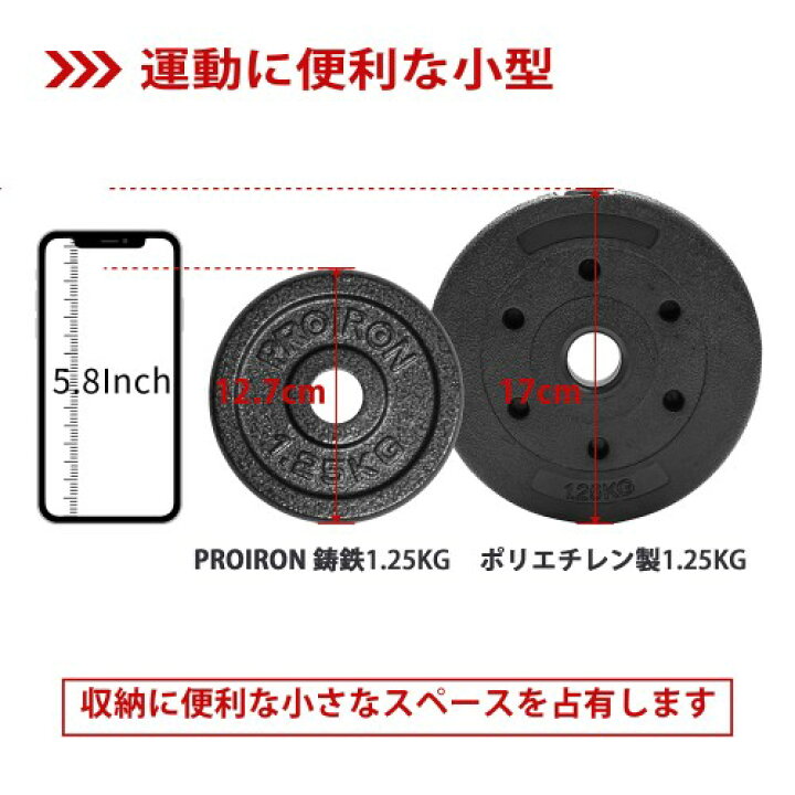楽天市場】PROIRON ダンベル プレートバーベル プレート 2.5kg×4個 