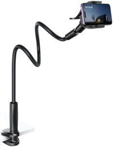 合皮レザー製 Lamicall 360° 寝ながら スマホアームスタンド ベット スマホホルダー: フレキシブル アーム スタンド 携帯 すまほ けいたい 回転 ごろ寝 卓上 机 デスク アイホン アンドロイド iPh