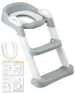 Rozally保育士が監修 トイレトレーナー トイトレ トレーニング 練習 折りたたみ おまる 補助 便座 補助便座 トイレ補助 踏み台 合金鋼 (ホワイト)
