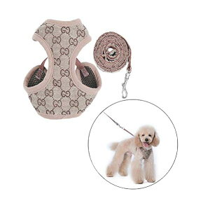 犬ハーネスメッシュ小中型犬ナイロンペ ット胴輪 通気可調節猫用首輪かわいい 犬用ハーネスナイロン、子犬用調整可能なソフトメッシュベストハーネスリードセット YANW (Color : Camel, Size : XS