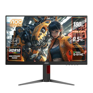 AOC �Q�[�~���O���j�^�[ 23.8�C���`, 1920×1080@180Hz, 0.5ms, HDMI2.0 x 1/ DP1.4x1, ���~(��������)/�`���g/�X�C�[�x��/�s�{�b�g(�c��]), G-Sync Compatible�Ή�, Adapt